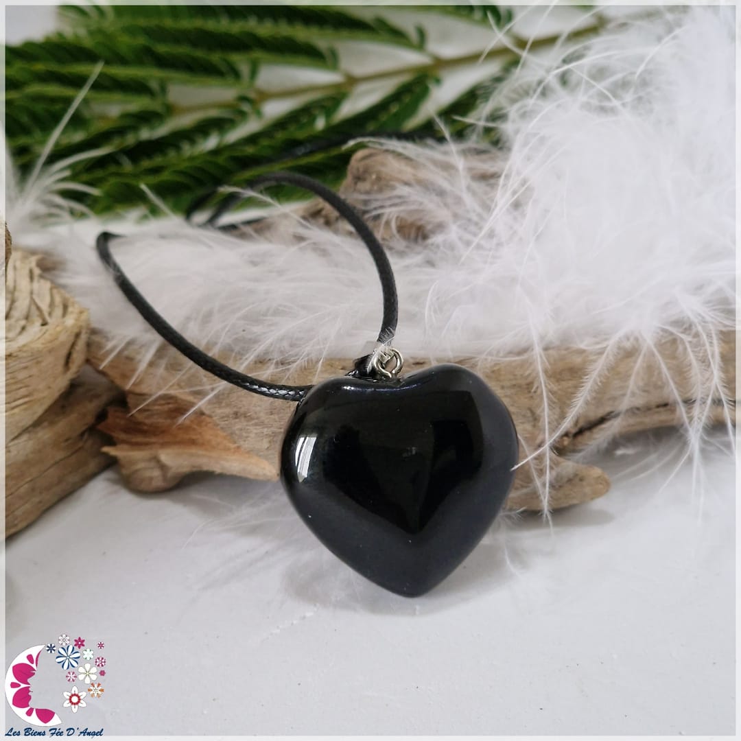 Pendentif Cœur - Obsidienne noire