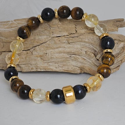 Bracelet Œil de Tigre/Œil de Faucon/Citrine
