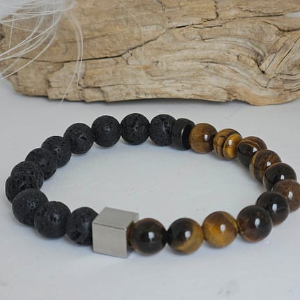 Bracelet Œil de tigre / Pierre de lave