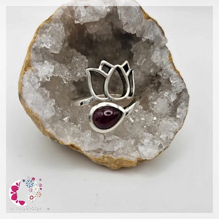 Bague réglable Grenat AAA - Argent 925