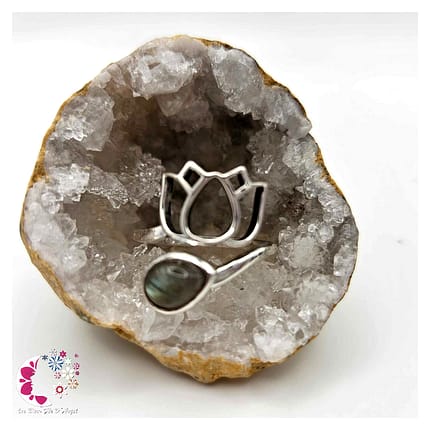 Bague réglable Labradorite AA-Argent 925
