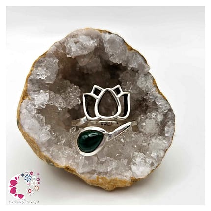 Bague réglable  Malachite AA - Argent 925