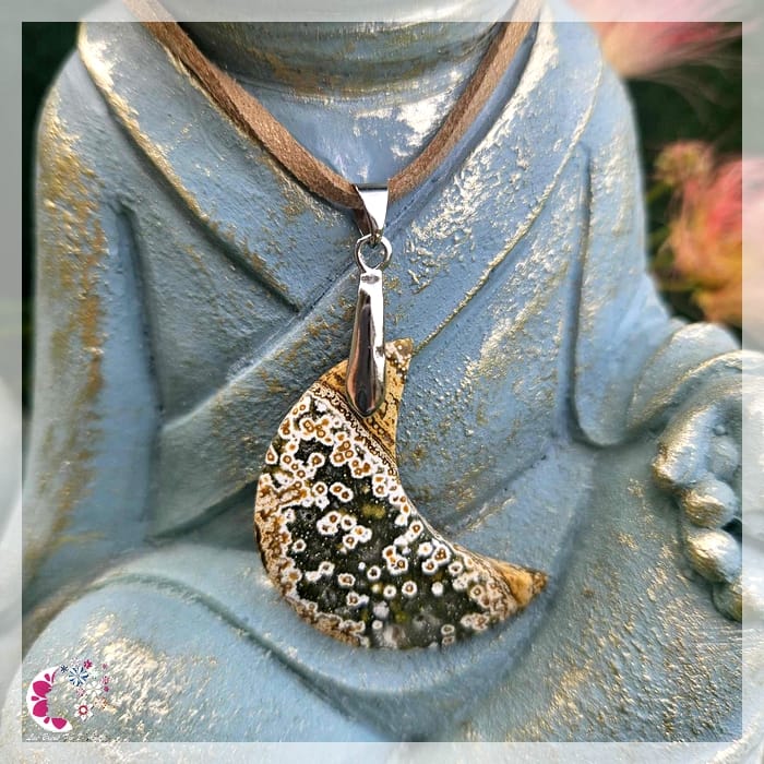 Pendentif en Forme de Lune - Jaspe Océan